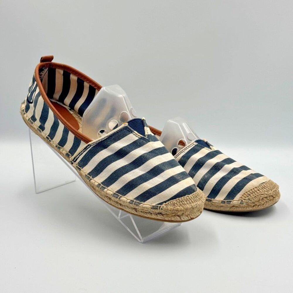 Michael Kors Striped Espadrilles Women 8 Navy White Nautical Slip On Flats MK